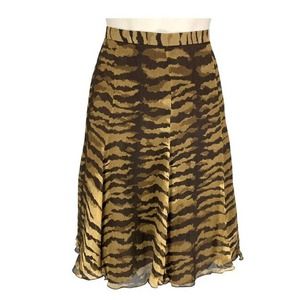 Vtg Moschino Cheap & Chic Silk Tulip Animal Print Skirt W/ Slip Liner. Brown/tan